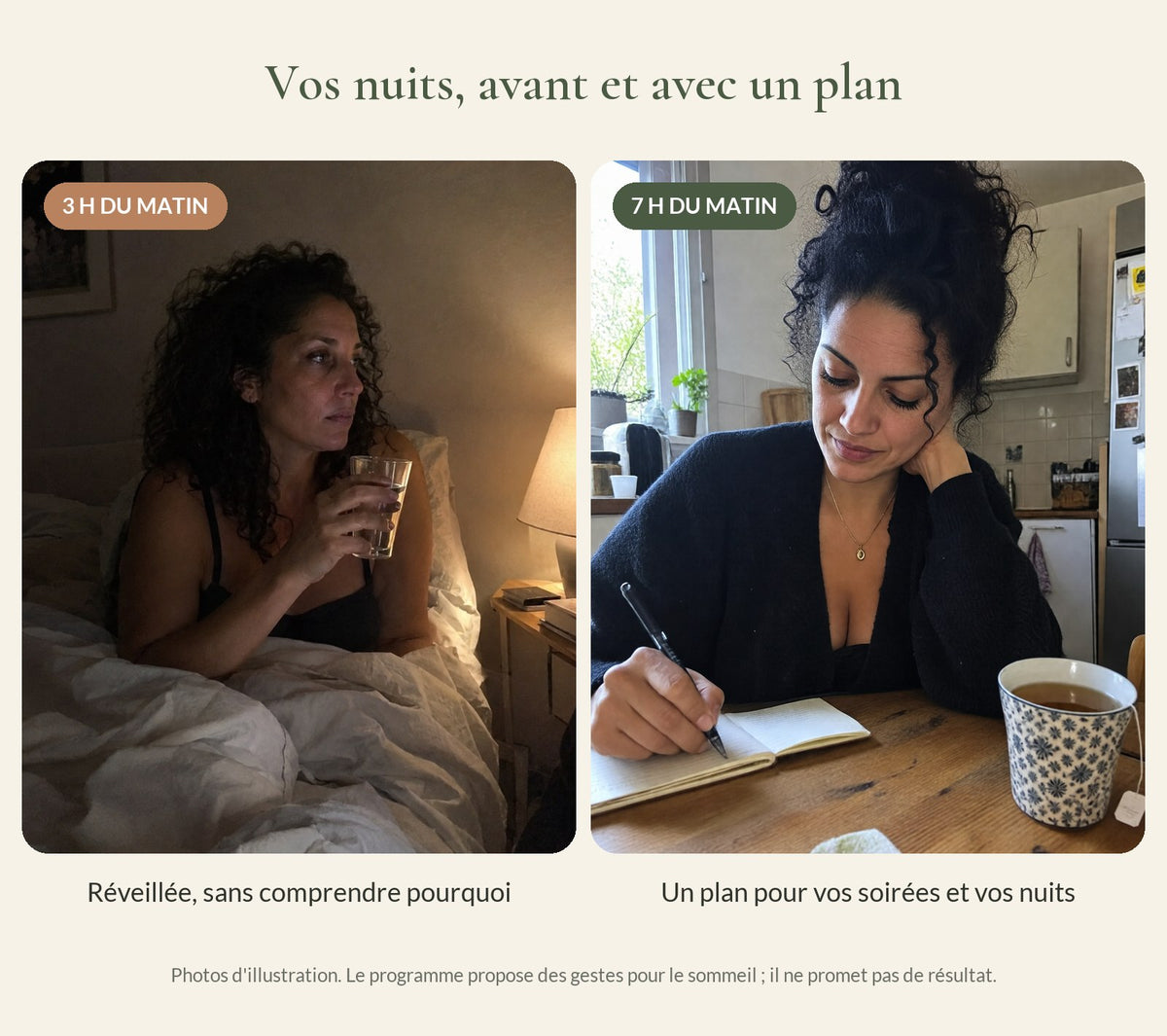 Vos nuits, avant et avec un plan (illustration)