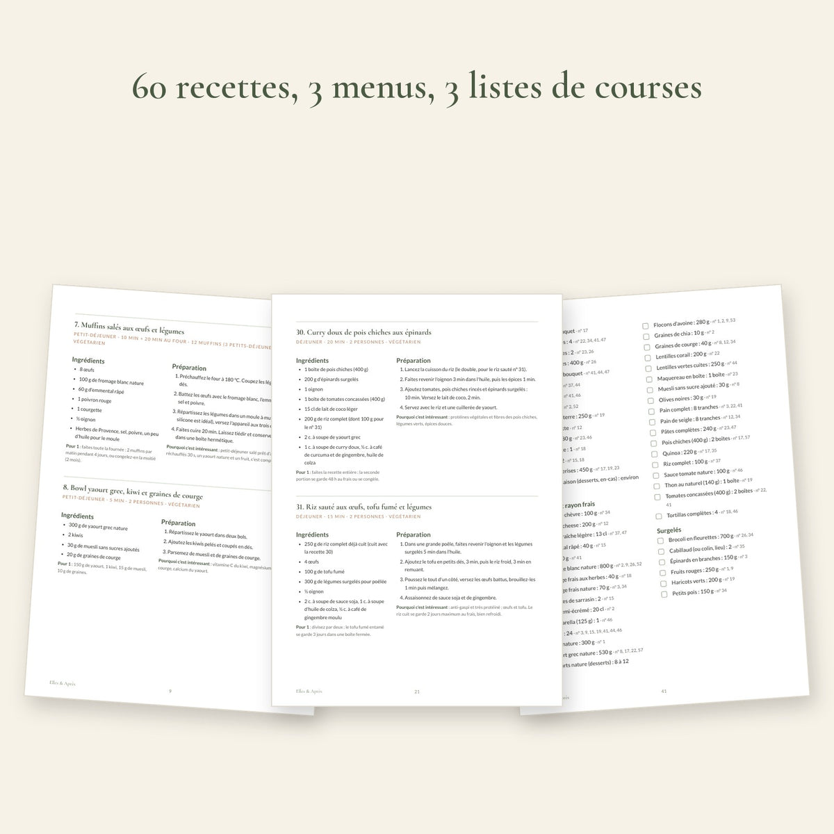 Aperçu du livret 60 recettes et listes de courses