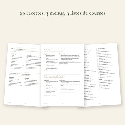 Aperçu du livret 60 recettes et listes de courses