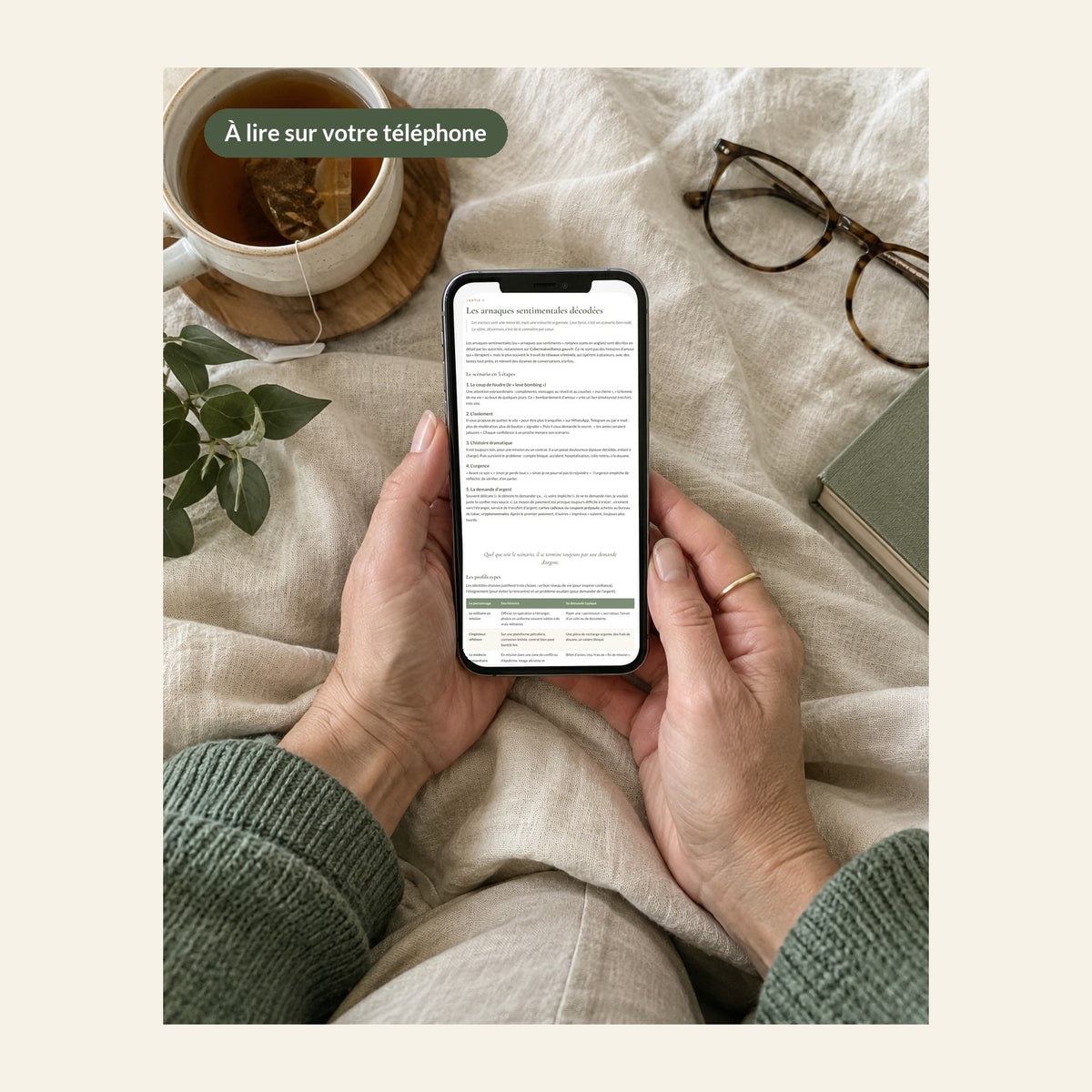 Le guide se lit sur téléphone